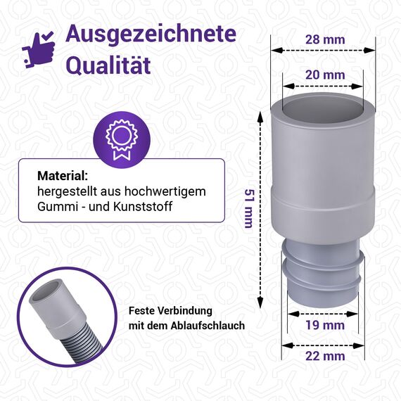 Viоks.pro Ablaufschlauch Endstück 22mmØ - Schlauch Verbindungsstück, Abfluss Adapter für 19mmØ Ablaufschlauch Waschmaschine, Geschirrspüler