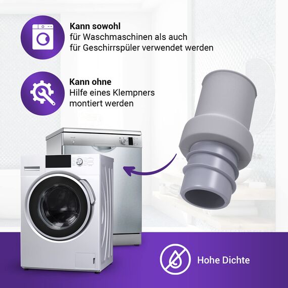 Viоks.pro Ablaufschlauch Verbinder 18 mmØ Waschmaschine Abfluss Adapter Gummi Schlauch Endstück - Verbindungsstück Ablaufschlauch Adapter für Abwasserschlauch Waschmaschine Spülmaschine