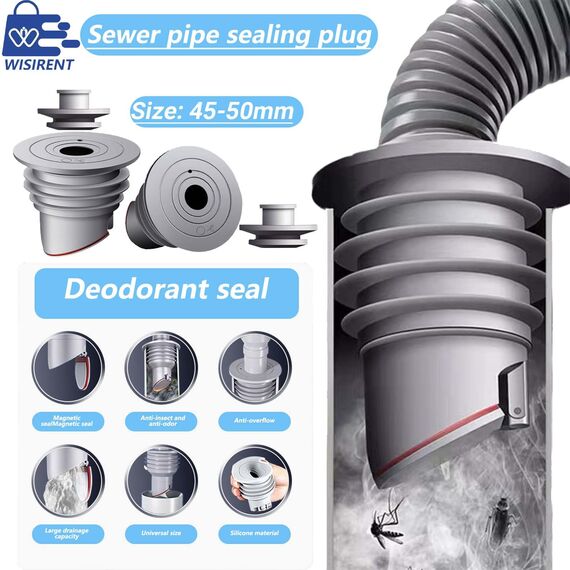 45-50mm Waschmaschinen Rohrdichtung WISIRENT, Grau Waschmaschinen-Ablaufschlauchdichtung, Washing Machine Drain Hose Seal, Waschmaschine Abfluss Dichtung Abflussrohr Dichtung für Zuhause, Küche, Bad