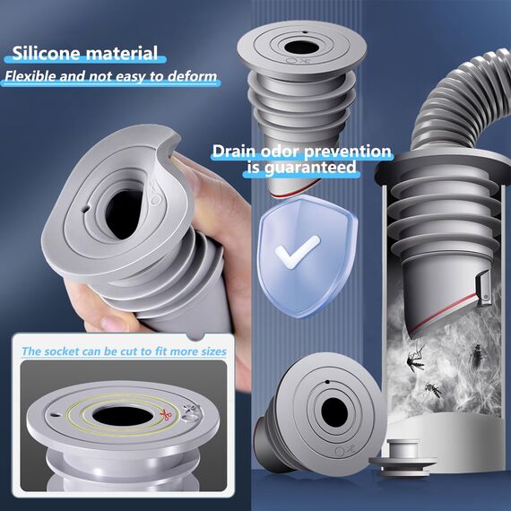 Waschmaschinen Rohrdichtung WISIRENT, 35-40mm Abflussrohrdichtung Schlauch Washing Machine Drain Hose Seal, Waschmaschinen Rohrdichtung mit Verschlussdeckel, Waschmaschine Abfluss Dichtung für Küche