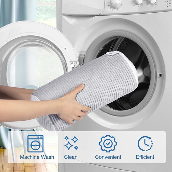 Teletrogy 2Pcs Schuhe Waschbeutel, Schuhwaschbeutel Waschmaschine mit Verstellbare Schuhspanner, Wäschesack Schuhe mit Verstecktem Reißverschluss, Wiederverwendbarer Wäschenetz für Sneaker, Grau