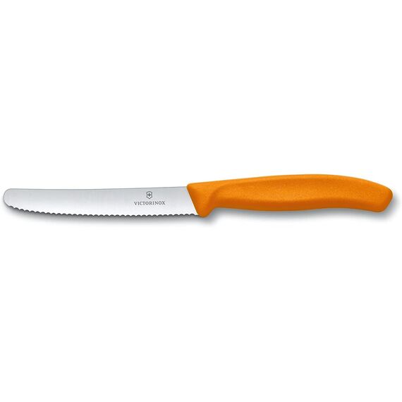 Victorinox Swiss Classic, Frühstücksmesser, Brötchenmesser, Scharfe Klinge, Wellenschliff, 11 cm, Kunststoffgriff, Rostfreier Stahl, Set 6teilig, Mehrfarbig