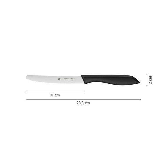 WMF Classic Line Frühstücksmesser Set 6-teilig, 23 cm, Brötchenmesser Wellenschliff, Brotzeitmesser, Spezialklingenstahl, Kunststoffgriff, schwarz