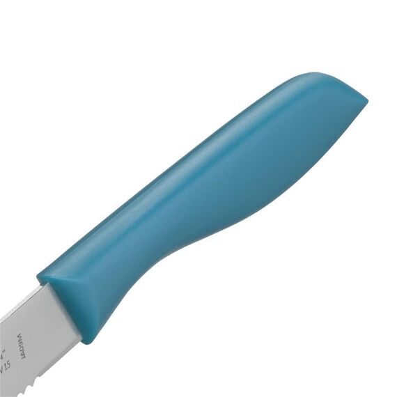 WMF Frühstücksmesser Set 2-teilig, 23 cm, Brötchenmesser Wellenschliff, Brotzeitmesser, Spezialklingenstahl, Kunststoffgriff, blau