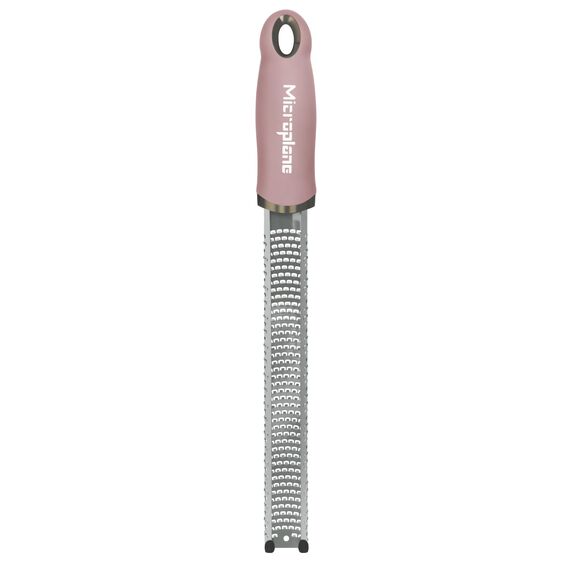 Microplane Zester Küchenreibe in Altrosa für Zitrusfrüchte, Parmesan, Ingwer, Schokolade & Muskatnuss mit feiner Edelstahlklinge - Made in USA