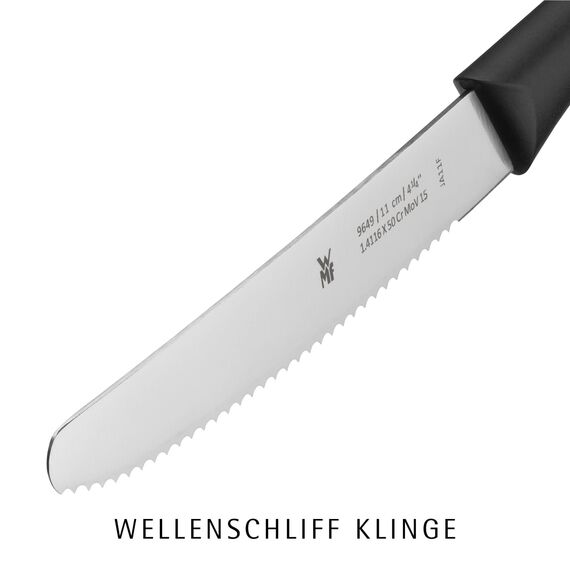 WMF Classic Line Frühstücksmesser Set 6-teilig, 23 cm, Brötchenmesser Wellenschliff, Brotzeitmesser, Spezialklingenstahl, Kunststoffgriff, schwarz