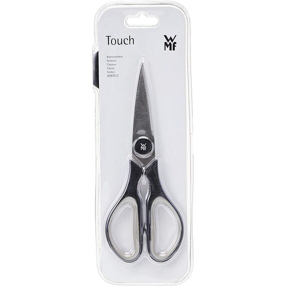 WMF Touch Küchenschere 21 cm, Haushaltsschere mit Sägeschliff, Schere Küche, Cromargan Edelstahl, Softgriff, schwarz