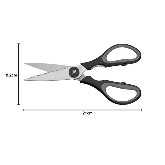 WMF Touch Küchenschere 21 cm, Haushaltsschere mit Sägeschliff, Schere Küche, Cromargan Edelstahl, Softgriff, schwarz