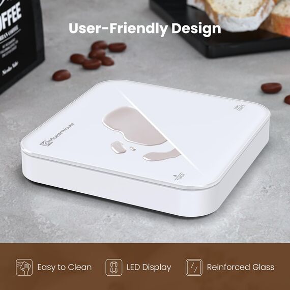 Maestri House Mini-Kaffeewaage mit Timer, Wiederaufladbare Espresso Waage, Präzise 2kg/0,1g Waage für Espresso & Pour-Over, Tragbare Digitale Küchenwaage mit Automatischer Zeitmessung