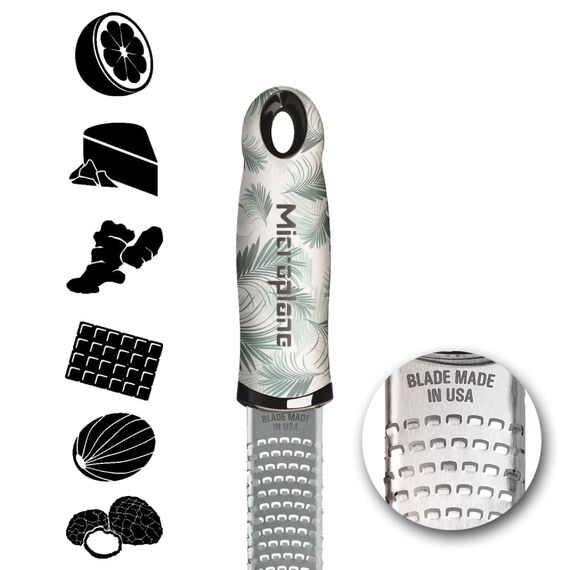 Microplane Zester Küchenreibe in Tropical für Zitrusfrüchte, Parmesan, Ingwer, Schokolade & Muskatnuss mit feiner Edelstahlklinge - Made in USA