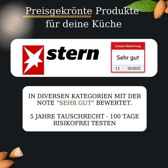 Thiru Nussknacker mit edlem Holzgriff - Ideal für Walnüsse, Haselnüsse, Paranüsse - Knacken ohne Kernzerquetschung - inkl. E-Book mit Rezepten - Made in Germany (Premium)