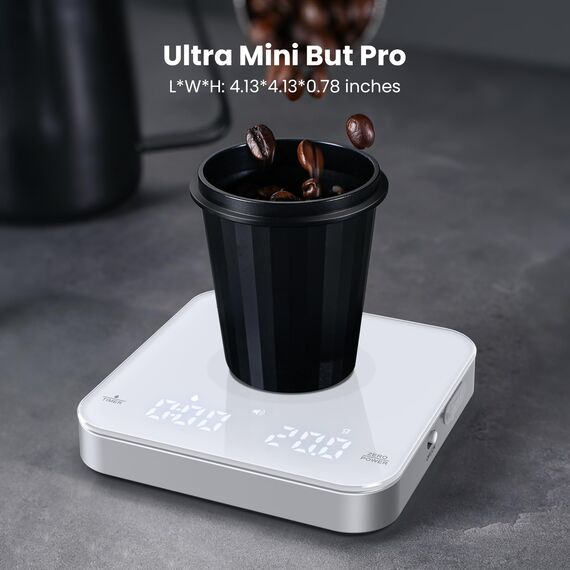 Maestri House Mini-Kaffeewaage mit Timer, Wiederaufladbare Espresso Waage, Präzise 2kg/0,1g Waage für Espresso & Pour-Over, Tragbare Digitale Küchenwaage mit Automatischer Zeitmessung