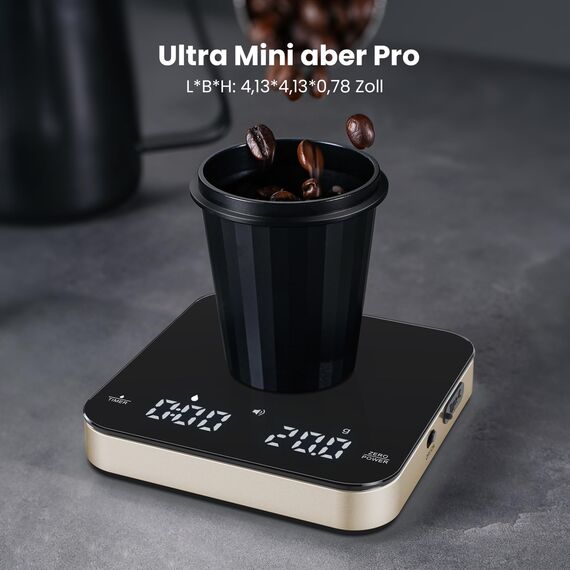 Maestri House Mini-Kaffeewaage mit Timer, Wiederaufladbare Espresso Waage, Präzise 2kg/0,1g Waage für Espresso & Pour-Over, Tragbare Digitale Küchenwaage mit Automatischer Zeitmessung