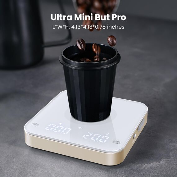 Maestri House Mini-Kaffeewaage mit Timer, Wiederaufladbare Espresso Waage, Präzise 2kg/0,1g Waage für Espresso & Pour-Over, Tragbare Digitale Küchenwaage mit Automatischer Zeitmessung