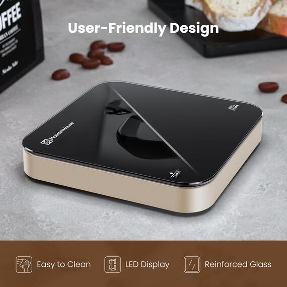 Maestri House Mini-Kaffeewaage mit Timer, Wiederaufladbare Espresso Waage, Präzise 2kg/0,1g Waage für Espresso & Pour-Over, Tragbare Digitale Küchenwaage mit Automatischer Zeitmessung