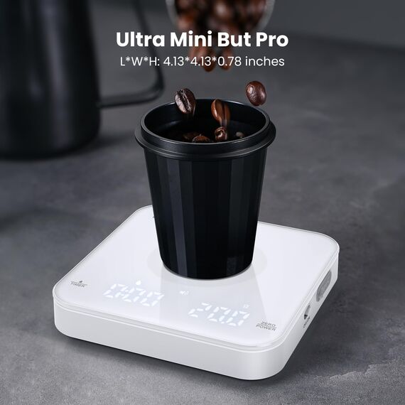 Maestri House Mini-Kaffeewaage mit Timer, Wiederaufladbare Espresso Waage, Präzise 2kg/0,1g Waage für Espresso & Pour-Over, Tragbare Digitale Küchenwaage mit Automatischer Zeitmessung