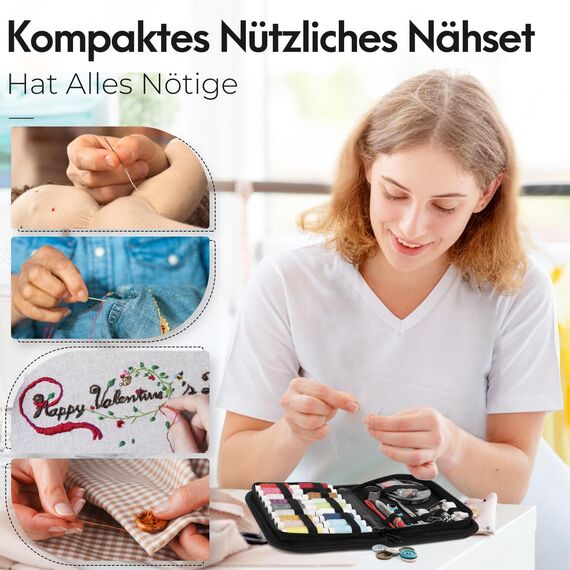 Coquimbo Nähset mit Nähzubehör, Nähzeug Geschenke für Frauen Mama Anfänger Reisende Kinder, Nähset Grundausstattung Sewing Kit für Hause Reise Camping & Notnähen mit Nähgarn Nähnadeln Schere