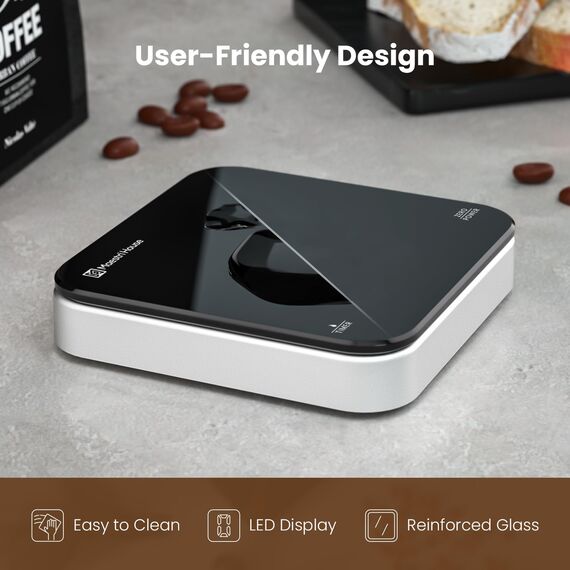Maestri House Mini-Kaffee-Waage Barista Kit mit 100 g Kalibriergewicht & Tragetasche, Wiederaufladbare Espresso-Waage mit Timer, 2kg/0,1g Präzisions-Digitale Waage für Espresso und Pour-Over