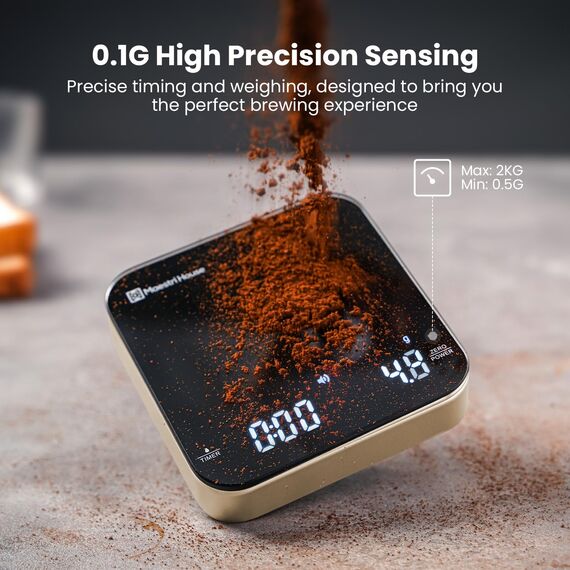 Maestri House Mini-Kaffeewaage mit Timer, Wiederaufladbare Espresso Waage, Präzise 2kg/0,1g Waage für Espresso & Pour-Over, Tragbare Digitale Küchenwaage mit Automatischer Zeitmessung