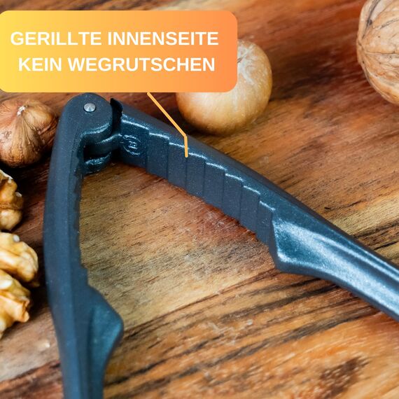 Thiru Nussknacker - Ideal für Walnüsse - Knacken ohne Kernzerquetschung - Walnussknacker inkl. E-Book mit Rezepten - Made in Germany (Basic Anthrazit)