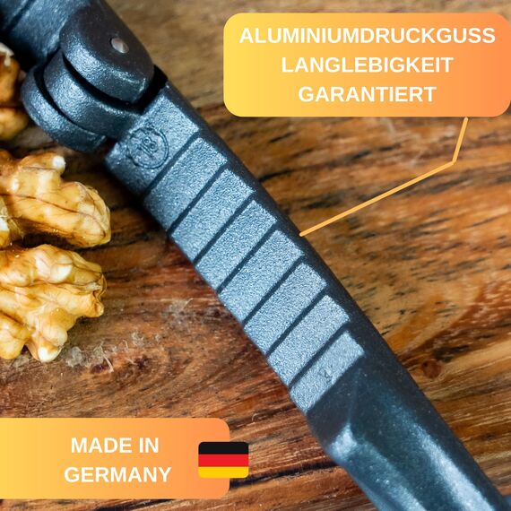 Thiru Nussknacker - Ideal für Walnüsse - Knacken ohne Kernzerquetschung - Walnussknacker inkl. E-Book mit Rezepten - Made in Germany (Basic Anthrazit)