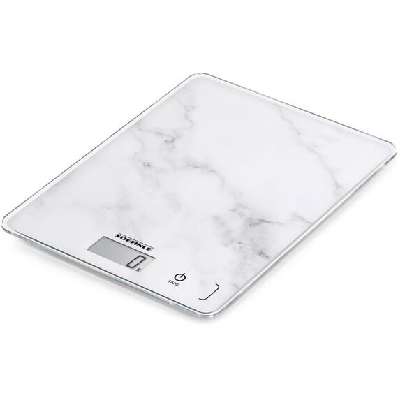 Soehnle Page Compact 300 Marble, digitale Küchenwaage mit Marmormuster, Gewicht bis zu 5 kg, Haushaltswaage mit patentierter Sensor-Touch-Funktion, elektronische Waage inkl. Batterien