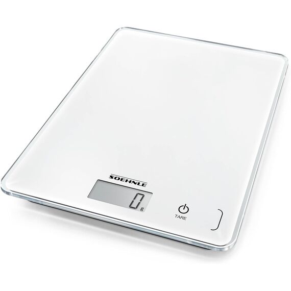 Soehnle Küchenwaage Page Compact 300 weiß, digitale Küchenwaage bis zu 5 kg Tragkraft, Waage mit leicht ablesbarer LCD-Anzeige, Digitalwaage mit Zuwiegefunktion