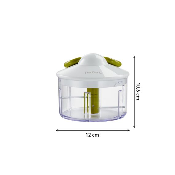 Tefal 5-Sekunden Zerkleinerer K13304, Ohne Strom, Fassungsvermögen: 500 ml, Multizerkleinerer für Gemüse, Obst, Zwiebeln, Nüsse, Knoblauch, Babynahrung, Weiß/Grün/Transparent