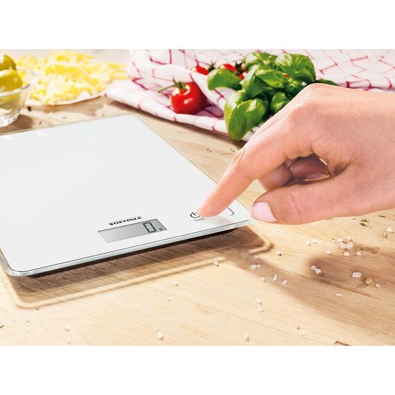 Soehnle Küchenwaage Page Compact 300 weiß, digitale Küchenwaage bis zu 5 kg Tragkraft, Waage mit leicht ablesbarer LCD-Anzeige, Digitalwaage mit Zuwiegefunktion