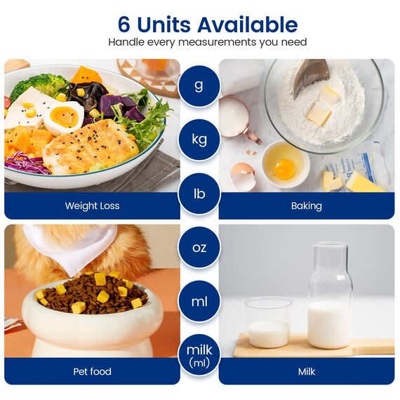 Wiederaufladbar Digitale Küchenwaage, USB C Elektronik Küchenwaage, 15 kg Hochpräzise 1g/0.1oz Lebensmittelwaage, Professionell mit harter Funktion, Batterien enthalten