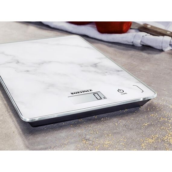 Soehnle Page Compact 300 Marble, digitale Küchenwaage mit Marmormuster, Gewicht bis zu 5 kg, Haushaltswaage mit patentierter Sensor-Touch-Funktion, elektronische Waage inkl. Batterien