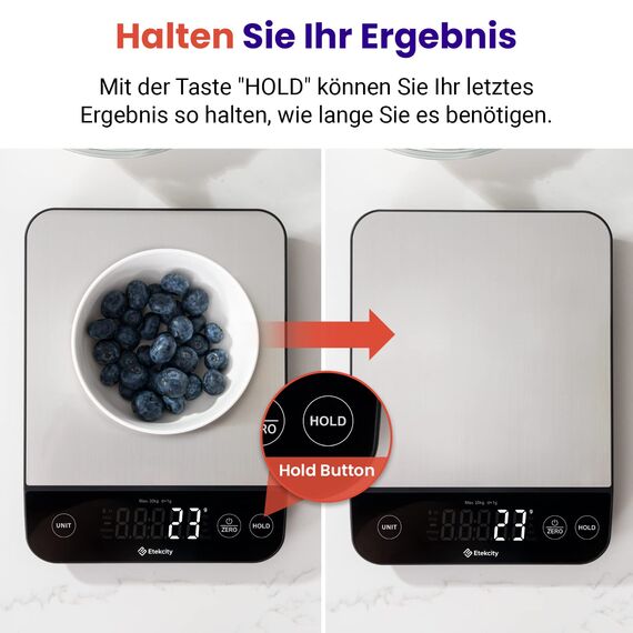 Etekcity Küchenwaage, Küchenwaage Digital 1g genau, 10kg Kitchen Scale mit LED-Display, Tare-Funktion, USB-Aufladung, Präzisionswaage für Küche, Edelstahl
