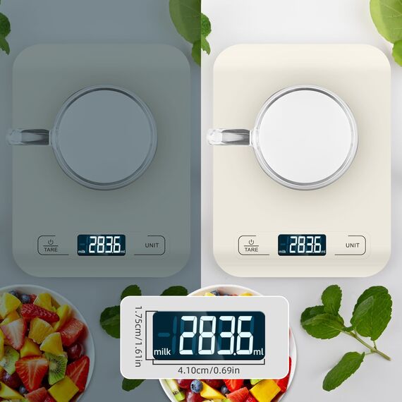 Küchenwaage Digital, 10KG Küchenwaage mit LCD Display und Tara Funktion, Küchenwaage zum Backen und Kochen, Messen von Zutaten, Genau 1g - (Weiß)
