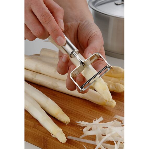WMF Profi Plus Sparschäler 17 cm, Gemüseschäler rostfrei, Spargelschäler, Kartoffelschäler, Cromargan Edelstahl teilmattiert, spülmaschinengeeignet