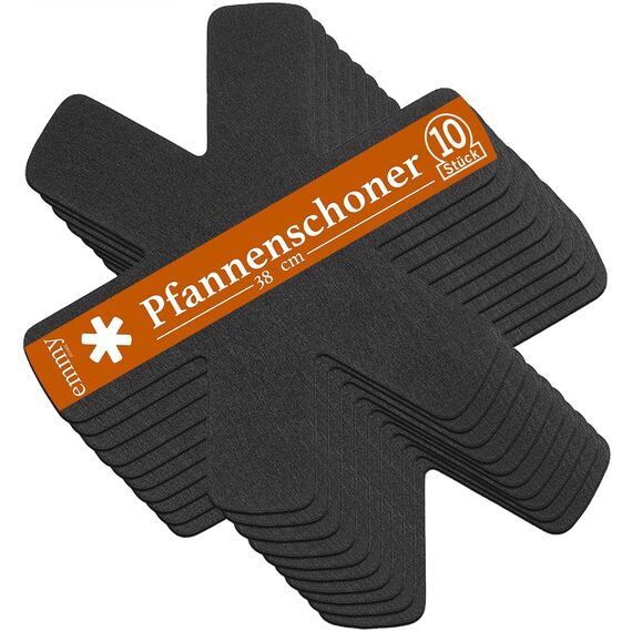 Emmy Home Pfannenschoner - Pfannenschutz Filz Stapelschutz, 38 cm Extra Dicke Topfuntersetzer Anpassbare Größe Topfschoner (Schwarz, 10er)