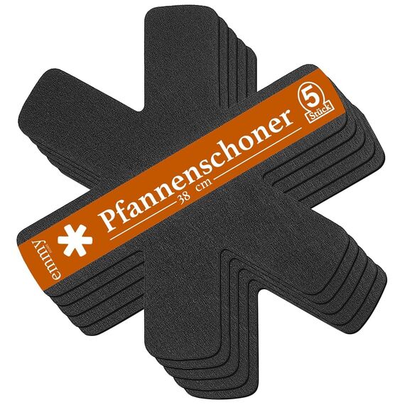 Emmy Home Pfannenschoner - Pfannenschutz Filz 5 Stück Stapelschutz, 38 cm Extra Dicke Topfuntersetzer Anpassbare Größe Topfschoner (5er)