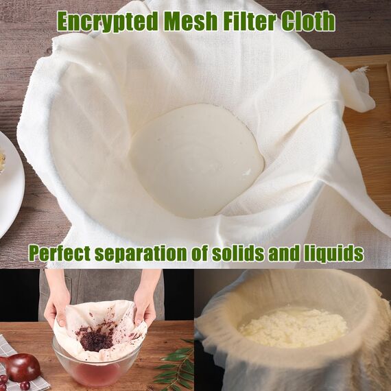 4 Stück Passiertuch, 50 x 50 cm Käsetuch Waschbares Mulltuch, Ungebleichte Dichtegrad 100 Cheesecloth Wiederverwendbar zum Sieben von Saft Käse Tee Nussmilch Suppe Joghurt Tofu