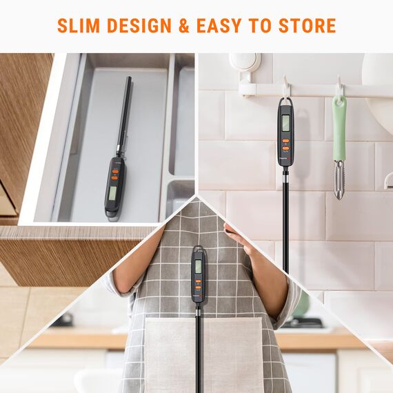 ThermoPro Fleischthermometer Digital Thermometer Kochen mit Schutzhülle Bratenthermometer Küchenthermometer mit Langer Batterielaufzeit Grillthermometer für Braten Baken Baby-Ernährung TP516