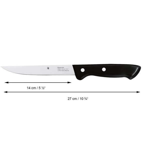 WMF Classic Line Messerblock mit Messerset 6-teilig, bestückt, 5 Messer, Birkenholz-Block, Spezialklingenstahl, natur, schwarz, silber
