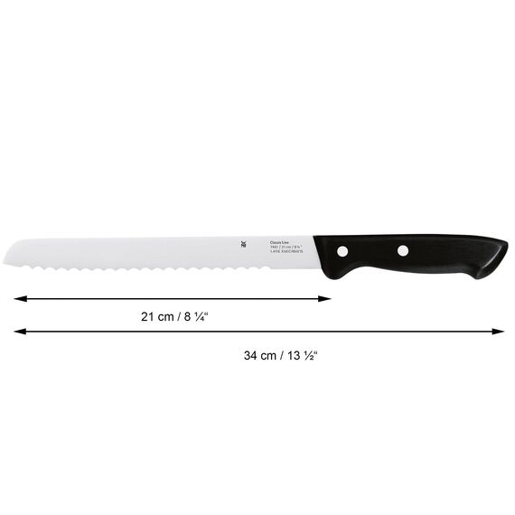 WMF Classic Line Messerblock mit Messerset 6-teilig, bestückt, 5 Messer, Birkenholz-Block, Spezialklingenstahl, natur, schwarz, silber
