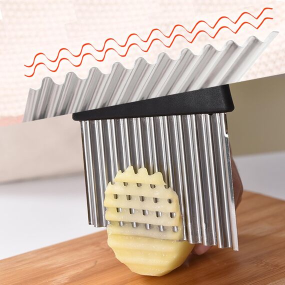 AIOUNIYA Wellenschneider Wellenmesser Riffelmesser aus Edelstahl Wellenschnittmesser für Gemüse,Pommes, Butter, und Obst (Schwarz)