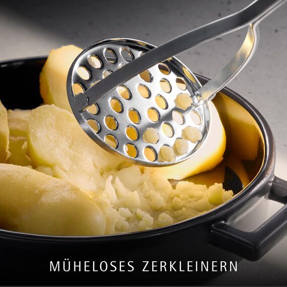 WMF Profi Plus Kartoffelstampfer Edelstahl 28,5 cm, Cromargan Edelstahl teilmattiert, spülmaschinengeeignet