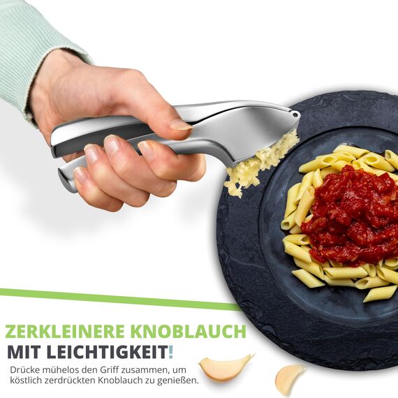 Oliver's Kitchen ® Premium Knoblauchpresse - Handlich & Leicht zu Reinigen - Zerkleinert Knoblauch & Ingwer Mühelos (Kein Schälen Nötig) - Extra Stark & Strapazierfähig
