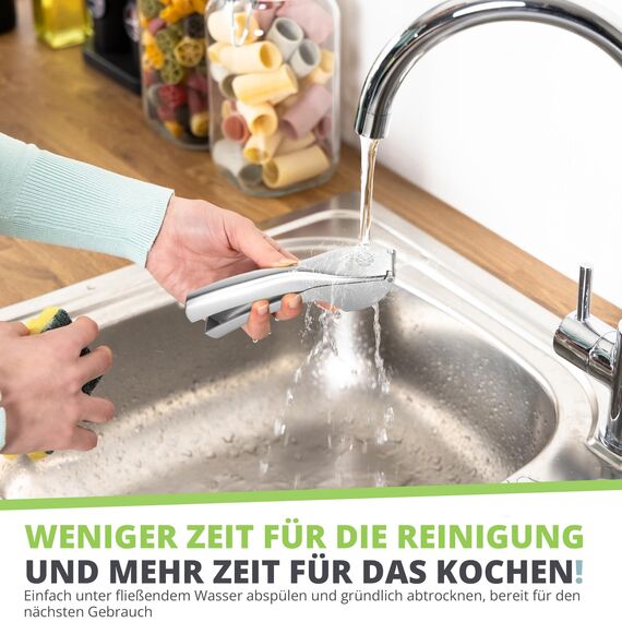 Oliver's Kitchen ® Premium Knoblauchpresse - Handlich & Leicht zu Reinigen - Zerkleinert Knoblauch & Ingwer Mühelos (Kein Schälen Nötig) - Extra Stark & Strapazierfähig
