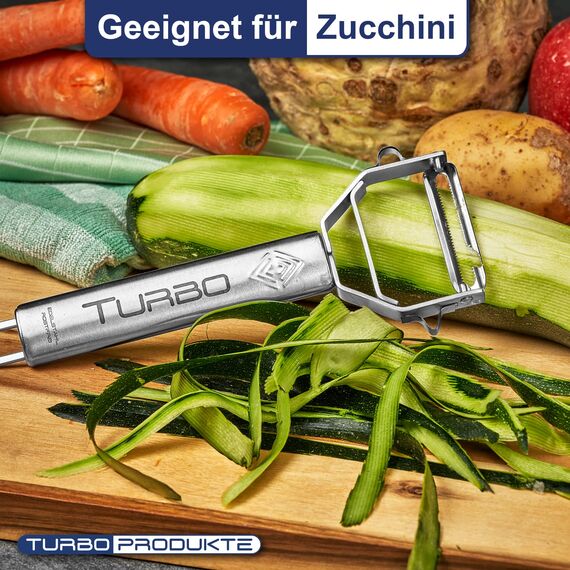 TURBO PRODUKTE Personalisierbarer Turboschäler-Sparschäler aus Edelstahl für Obst & Gemüse - Jetzt mit persönlicher Widmung auf dem Griff