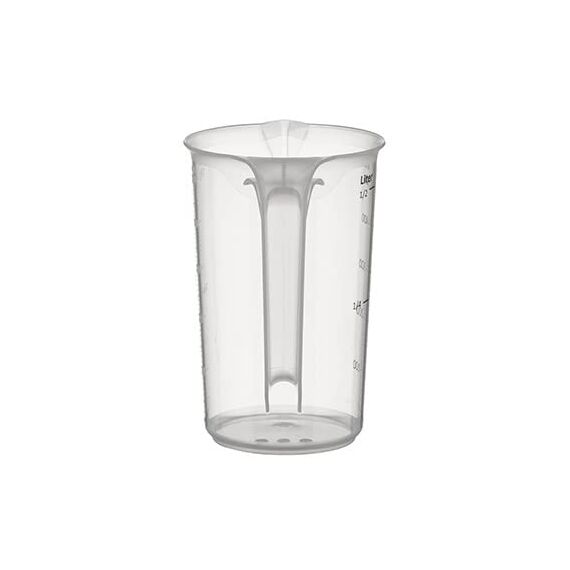 APS Messbecher 0,5 Liter, Ø 9,5 x H: 14 cm, Kunststoffbecher mit geprägter Maßskalierung außen, geschlossener Griff, ml-Einteilung, spülmaschinengeeignet