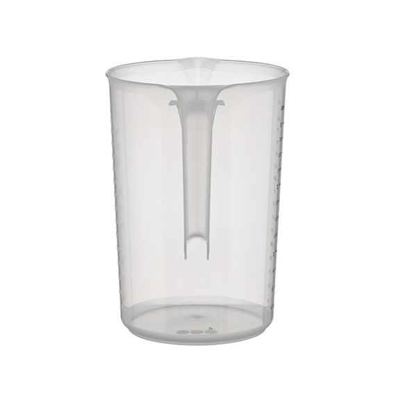 APS Messbecher 3 Liter, Ø 17,5 x H: 23,5 cm, Kunststoffbecher mit geprägter Maßskalierung außen, geschlossener Griff, 1- und ml-Liter- Einteilung, spülmaschinengeeignet