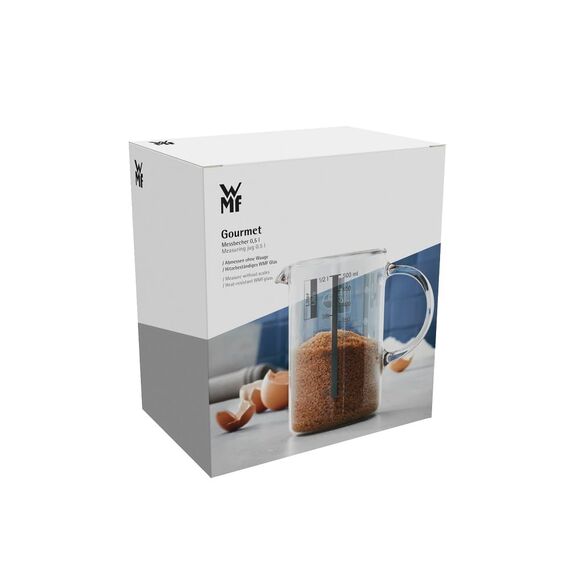 WMF Gourmet Messbecher Glas 500 ml, hitzebeständiges Glas, Messbecher 500ml, Skalierung für Liter, Milliliter, Tassen und Gramm