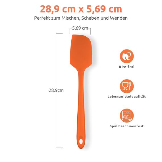 315℃ Hitzebeständiger Großer Silikon Spatel: U-Taste Antihaft Flexibler Nahtloser Teigschaber, Backen Kochen Silikon Küchenutensilien mit Nylonkern zum Mischen Rühren Schaben (29cm, Orange)