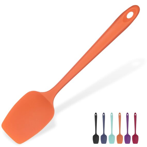 315℃ Hochhitzebeständiger Silikon Löffel Spatel: U-Taste Flexibler Nahtloser Gummispatel, Backen Kochen Silikon Teigschaber für Antihaftbeschichtetes Kochgeschirr Mischen Schaben (29cm, Orange)